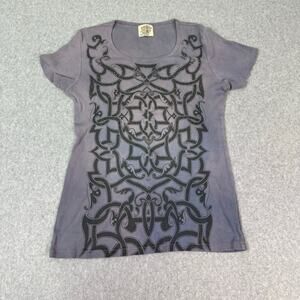 Skinny Minnie USA Women's Large Shirt Vintage Scoop Neck Embellished Y2K